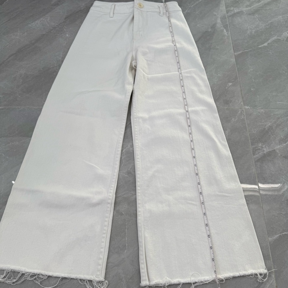 Women’s Miou Muse Straight Wide Leg Denim Pants Raw Hem Size Medium - Picture 16 of 16